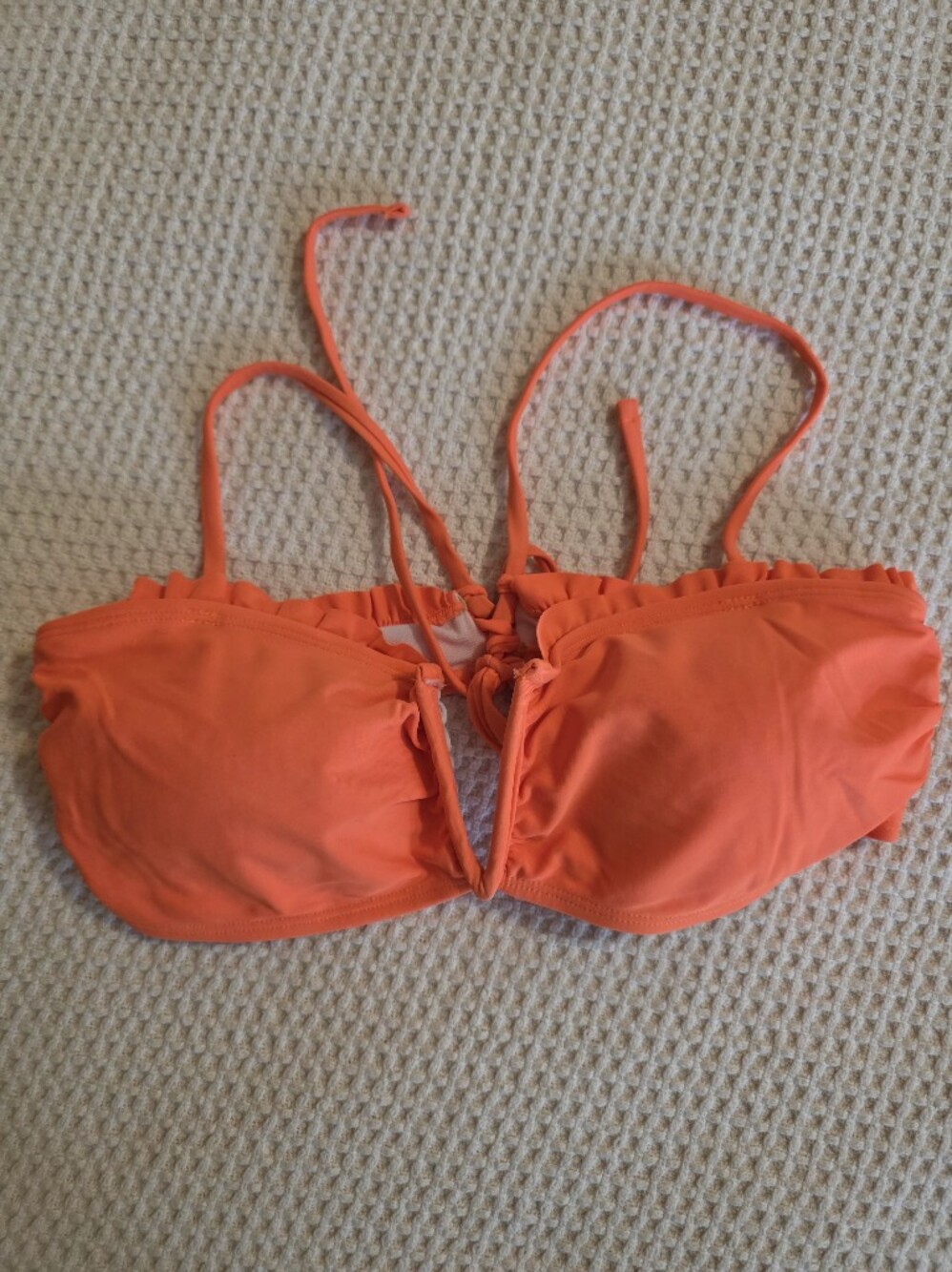 Womens Orange Ruffle Bikini Top - Swim Sz. L